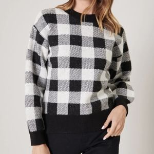 H&M Gingham Grey & Black Pullover | Size XS